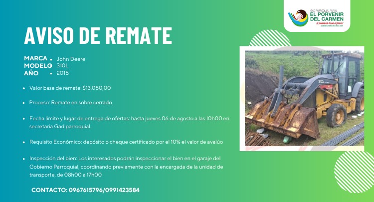 AVISO REMATE – RETROEXCAVADORA